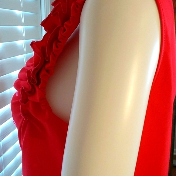 Spense Red Sleeveless Ruffled Scoop Neckline Blouse Size M NWT - Picture 14 of 16